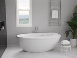 Leni Series 71 in. x 38 in. Jetted Whirlpool 54 Gallon Capacity Freestanding Bathtub with Reversible Drain in White