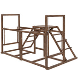 PawHut Chicken Activity Play Set with Multiple Chicken Perches, Swing, Ladder, Platform for 3-4 Chickens, Coffee