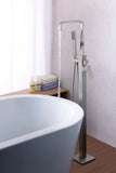 ANZZI Yosemite Floor Mount Tub Filler (44.5" H), 2-Handle Control, 60" Hand Sprayer, Solid Brass, cUPC Certified, Various Finishes