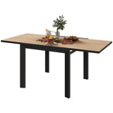 Outsunny 35.5"-71" Expandable Outdoor Dining Table for 4-6 Person, Aluminum Patio Table with Slatted Wood Grain Top, Natural