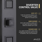 Dion Series 39 in. 2-Jetted Shower Tower with Heavy Rain Shower and Body Jets and Spray Wand