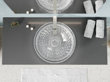 Diamante Round Clear Glass Vessel Bathroom Sink with Faceted Pattern