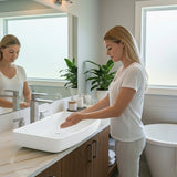 Molly Series 23 in. Rectangular Ceramic Vessel Sink Basin in Glossy White with Curved Edge for Countertop Bathroom Vanity