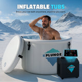 Arctic Fox 1-Person Inflatable Cold Plunge Ice Bath Tub/Hot Tub with PVC Insulated Lid, Pump, and Repair Kit in Gray