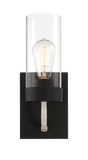 Zephyr Single Light Sconce With Clear Glass Metal Black Finish