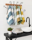 Zero-waste striped linen tea towel in Blue melange