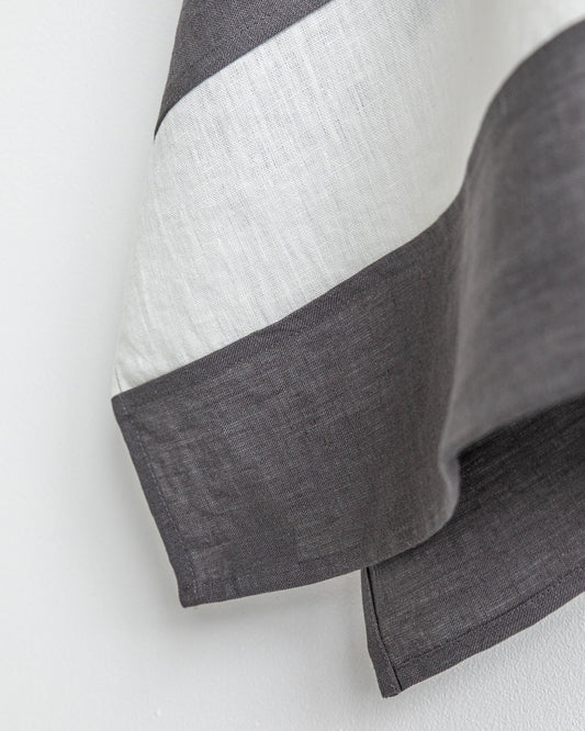 Zero-waste striped linen tea towel in Charcoal gray
