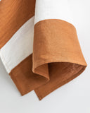 Zero-waste striped linen tea towel in Cinnamon