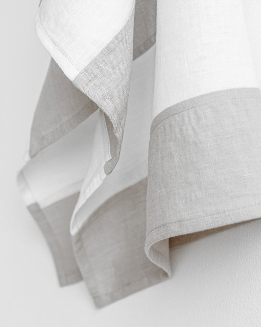 Zero-waste striped linen tea towel in Light gray