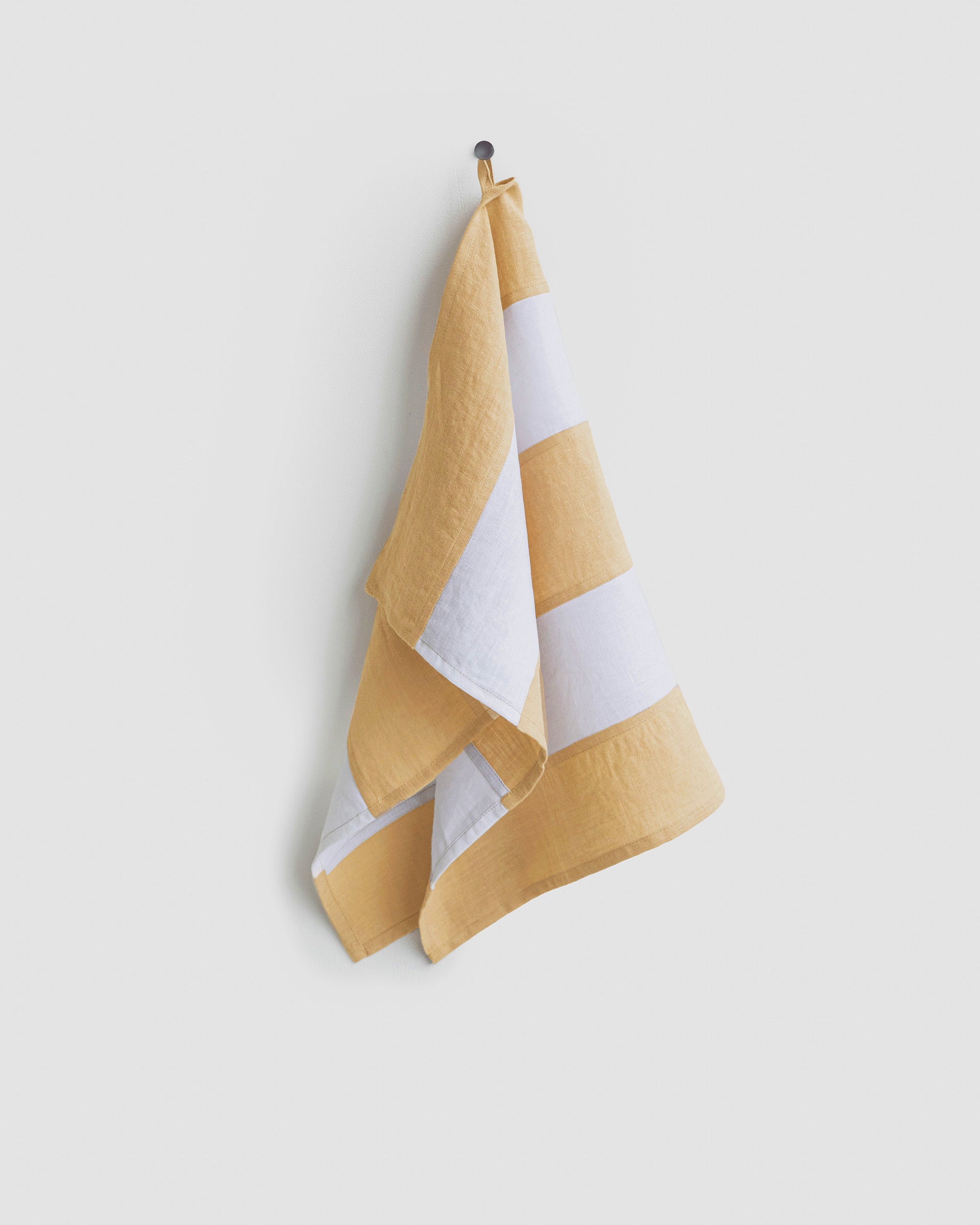 Zero-waste striped linen tea towel in Tan