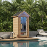2-Person Outdoor Cabin Sauna in Red Cedar and Hemlock with Far Infrared, Starry Night Lights, and Touch Pad Controller
