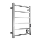 ANZZI Charles Series 6-Bar Wall Mounted Towel Warmer (20.47" W x 26.77" H), Dual Installation, Digital Control Panel, Rhino Alloy Certified Stainless Steel
