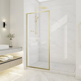 Welle 34 in. x 74 in. Framed Fixed Shower Screen Door with 5/16" (8mm) Tempered Fluted or Clear Glass