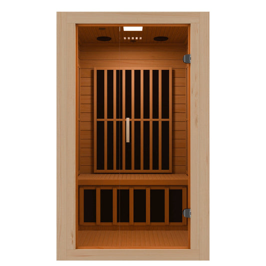 Viti 2- Person Indoor Hemlock Wooden Carbon FAR Infrared Home Sauna Room with LED Touch Control Panel and Heater