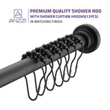 ANZZI Heavy Duty Adjustable Tension Rod (33" to 55" Range), No Drilling Required, Anti-Slip Rubber Ends, Stainless Steel Hooks Included