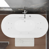 Sofi Series 67 in. L x 34 in. W Acrylic Combination 50 Gallon Capacity Freestanding Bathtub with Center Drain in White
